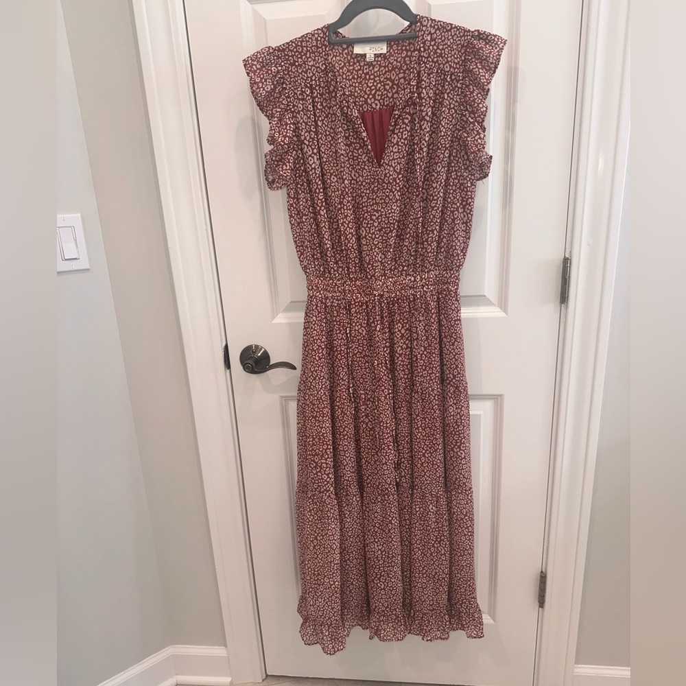 EUC boutique midi dress animal print sz Small